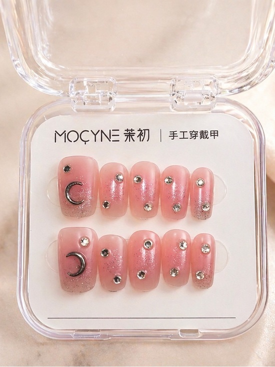 Mocyne Other - Pink Glitter Rhinestone Press-On Nails - 24 pieces